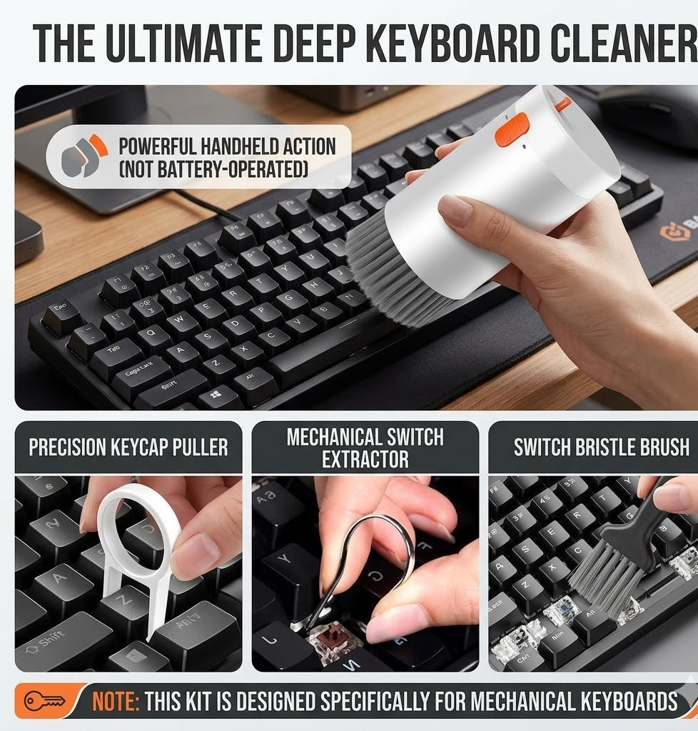 Comfort4u 20-in-1 electronics cleaning kit with brushes, cloths, and tools for keyboards, phones, and earbuds.