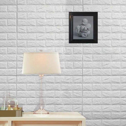 Set of 3| 3D Wall Sticker White Brick Sheet | Waterproof Self Adhesive Home Decor Wallpaper (70x77 CM)